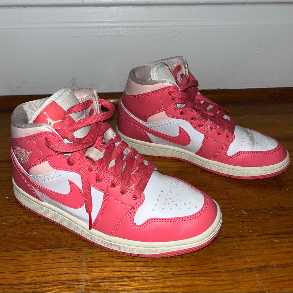 such cute vibrant pink air jordan high tops